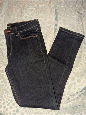 Express Women’s Skinny Jeans in Dark Indigo with Contrast Stitching Size 10R